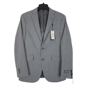 Kenneth Cole Reaction Modern-Fit Stretch Sport Coat Grey Mini-Check 38R NWT